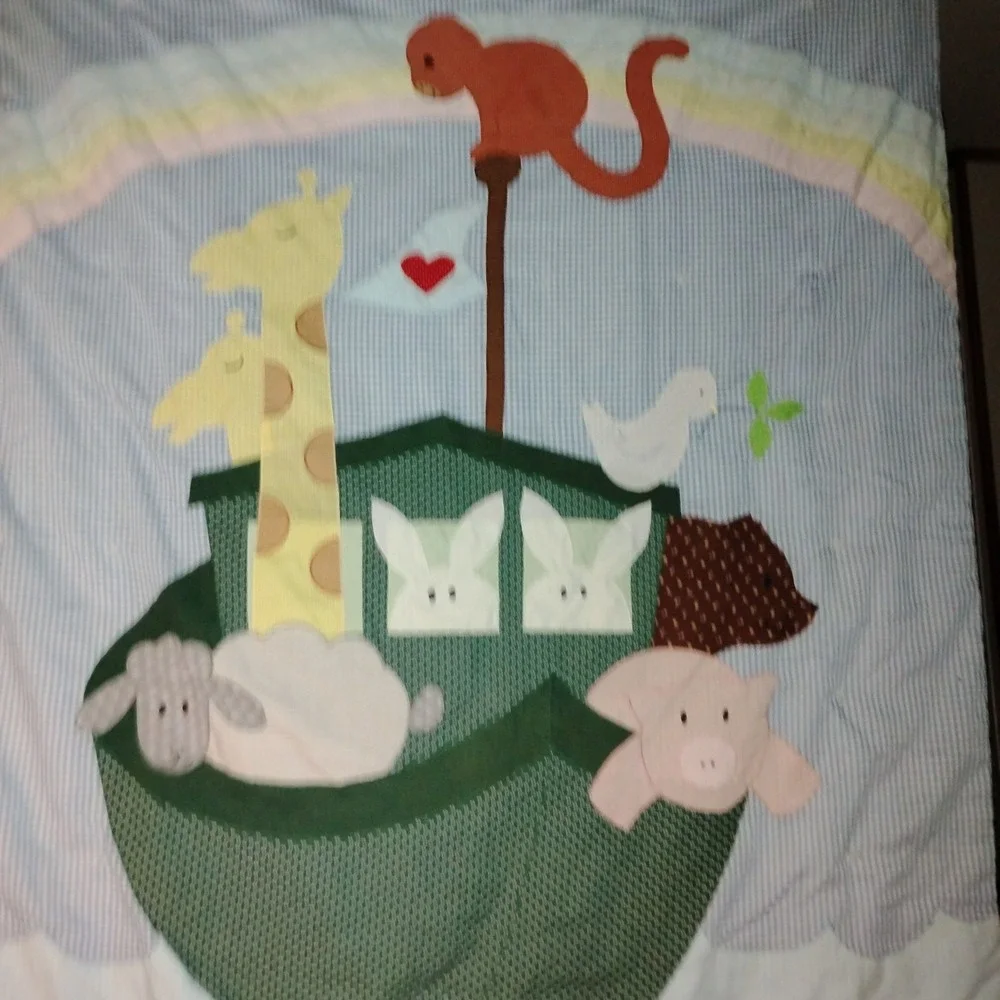 Noah's Ark Applique Quilt Baby Toddler  Unisex Rainbow‎ Animals